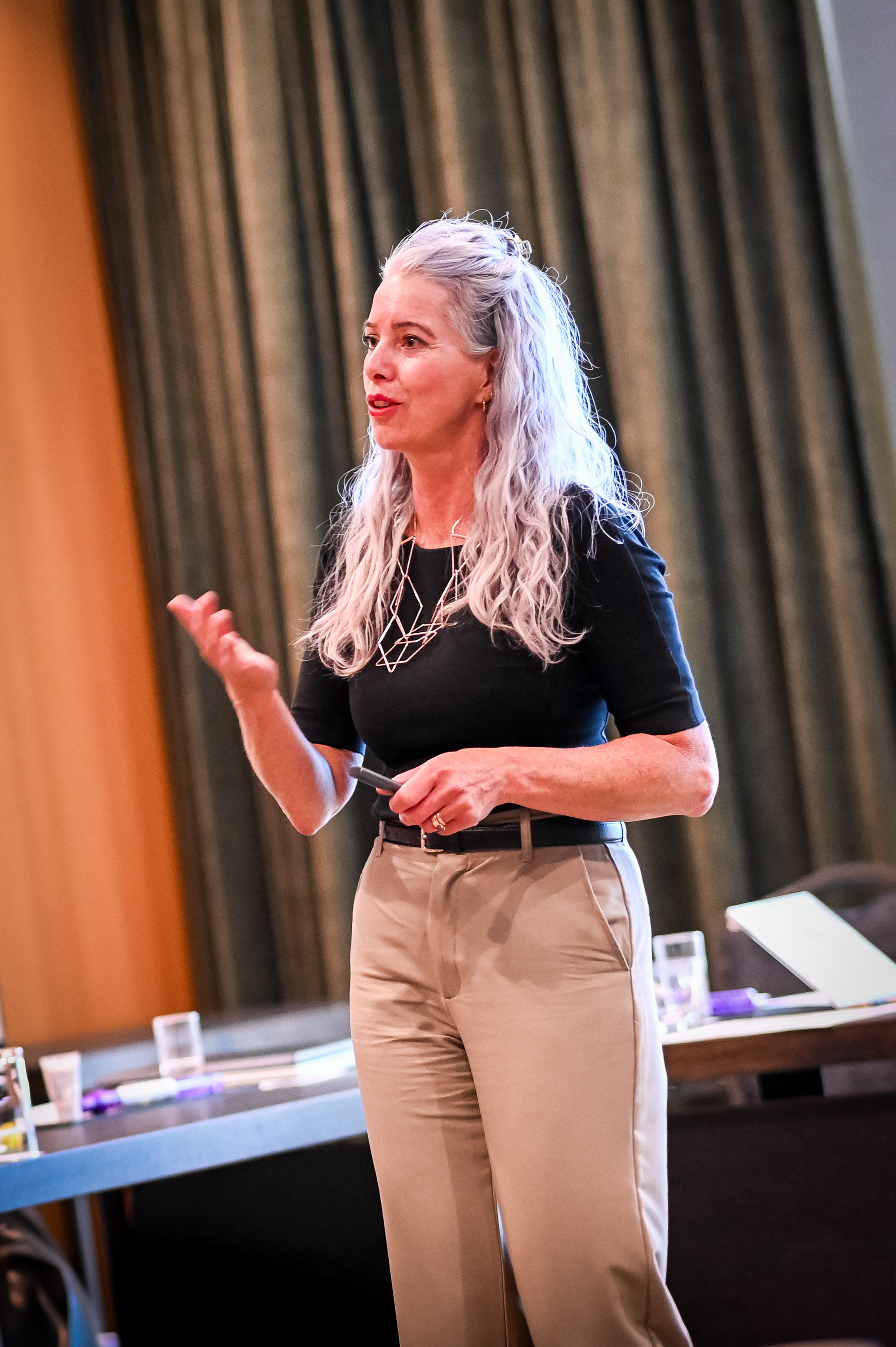 Chantal van den Berg geeft een keynote op een congres